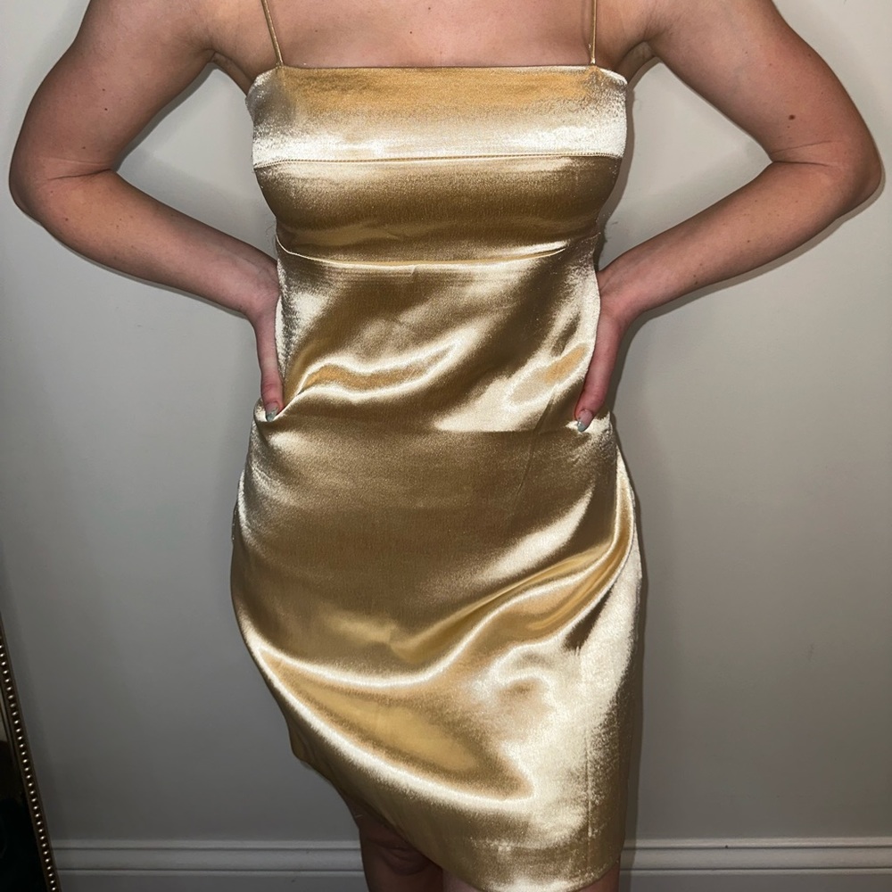 Stella Gold Mini Dress- adjustable strap
